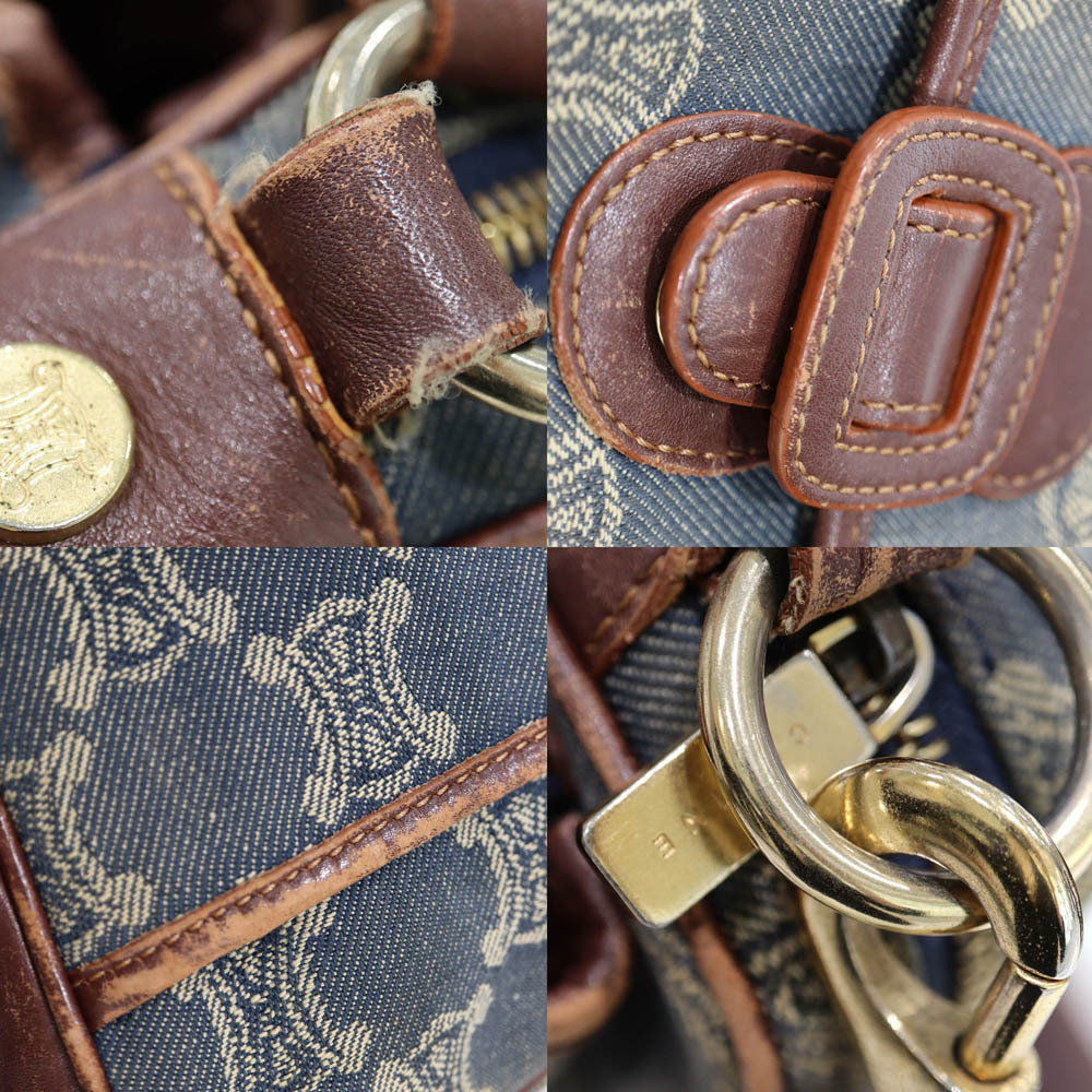 Celine shoulder bag leather denim Navy Blue brown - Picture 6 of 6